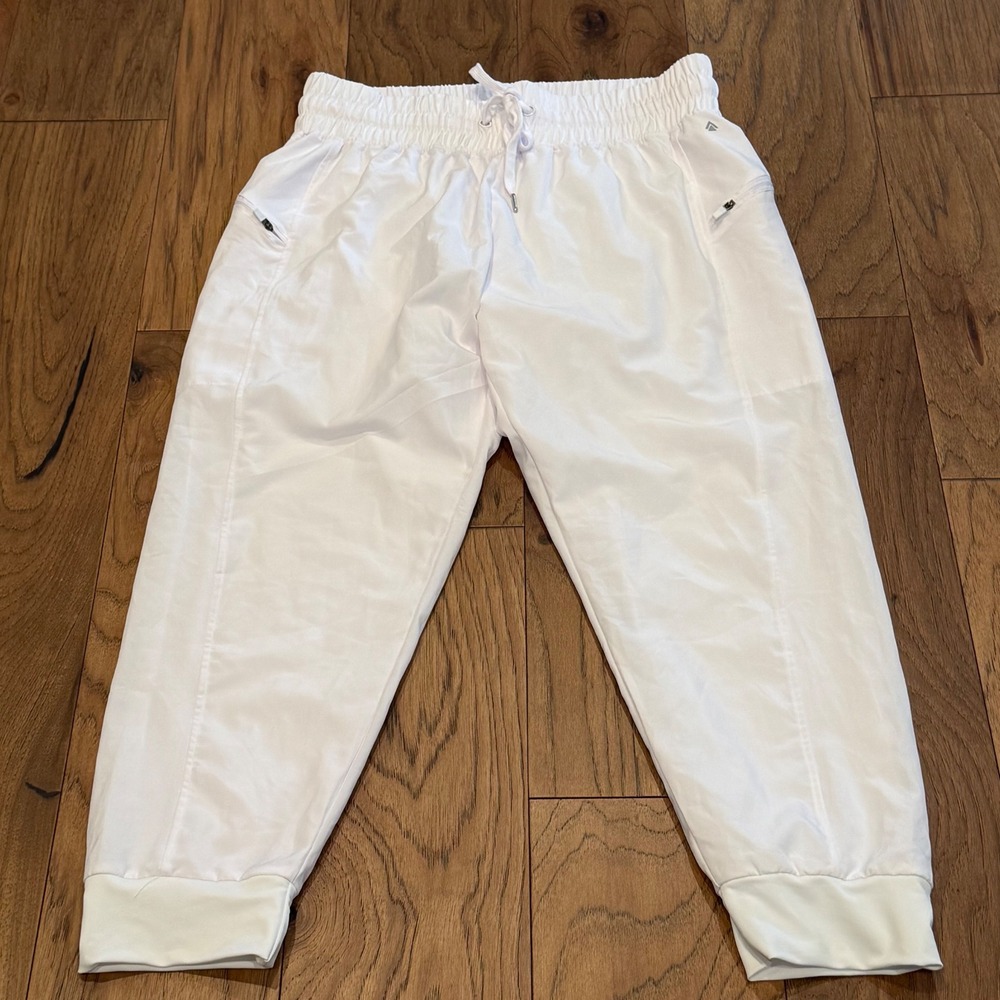 Cali Sport Women White Athletic Joggers Pants Size L